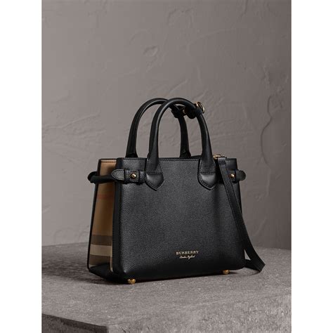 burberry the small banner in leather and house check 40237001|Burberry Small Banner House Check Derby Tote .